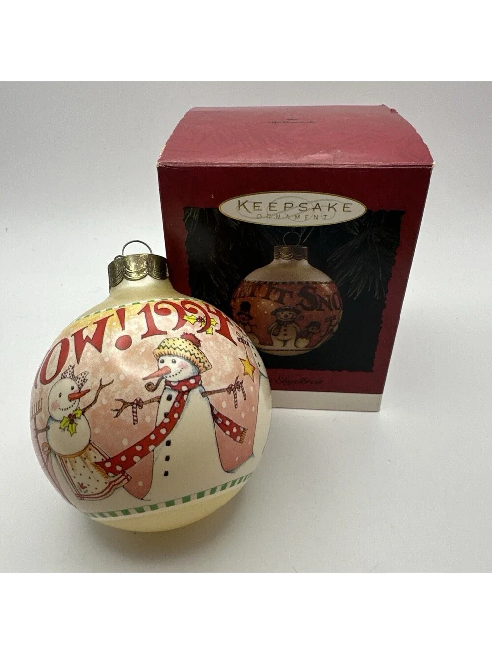 Hallmark Keepsake Mary Engelbreit Let it Snow 1994 Glass Ornament